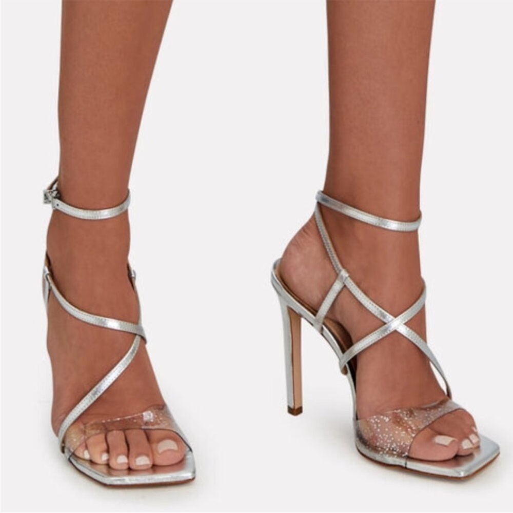 SCHUTZ Silver Strappy Heels